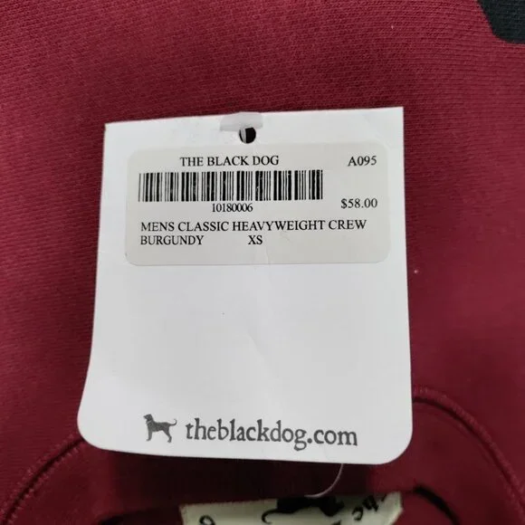 NWT The Black Dogs Mens XS Classic Heavyweight Crew Neck Graphic Sweatshirt Burg - Picture 8 of 13